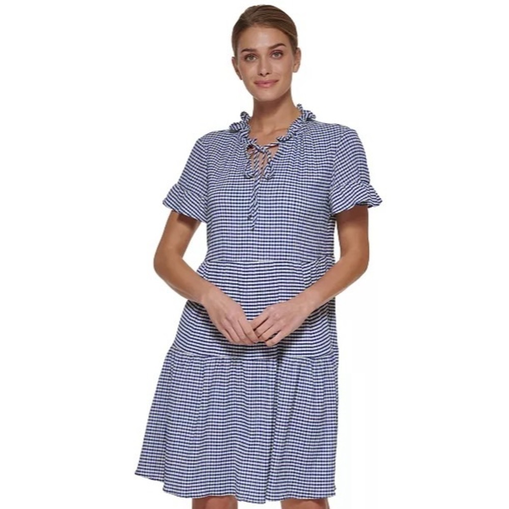 NWT DKNY | Short Sleeve Gingham Swing Dress Size 6